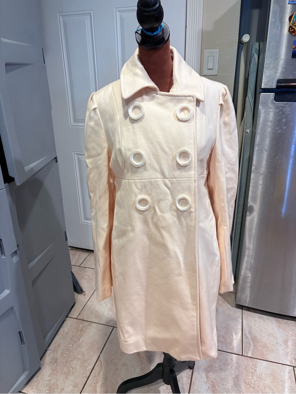 BB Dakota Light Cream Double-Breasted Pea Coat